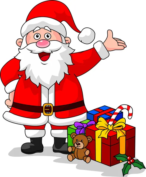 Santa con regalos — Vector de stock