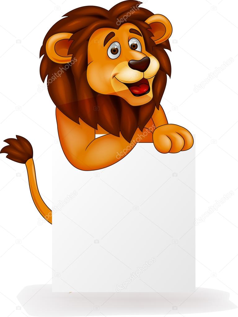 Lion cartoon with blank sign Stock Vector Image by ©tigatelu #18810831