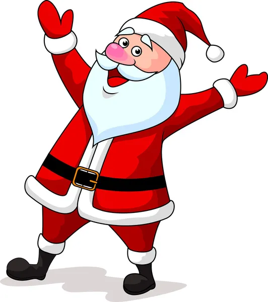 Feliz Santa caricatura saludando la mano — Vector de stock