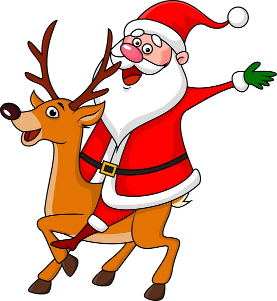 Санта-Клаус на олене — стоковый вектор