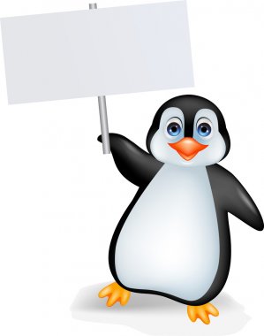 Penguin with blank sign