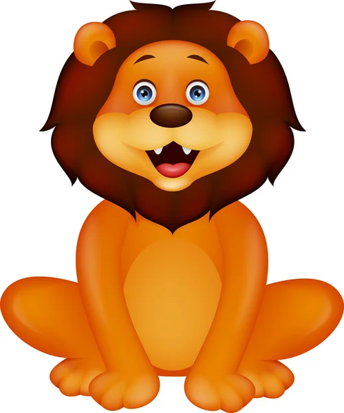 Смішний лев мультфільм сидить — стоковий вектор