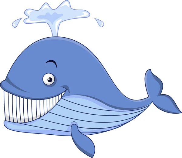 Boldog kék bálna rajzfilm — Stock Vector