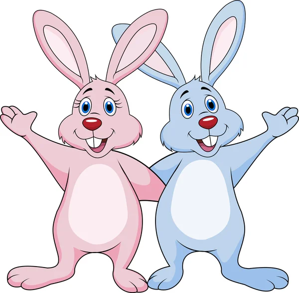 Conejo pareja saludando manos — Archivo Imágenes Vectoriales