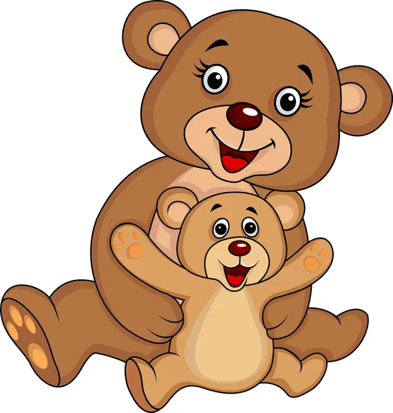 母と赤ん坊クマ漫画 — ストックベクタ