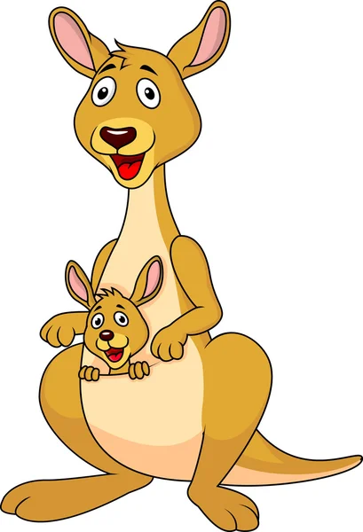 Cartoon kangaroo and its baby — Stock Vector