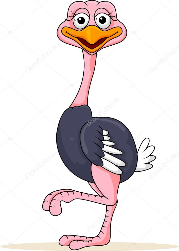 Cute cartoon ostrich