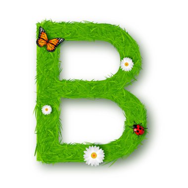 çim mektup b beyaz zemin üzerine