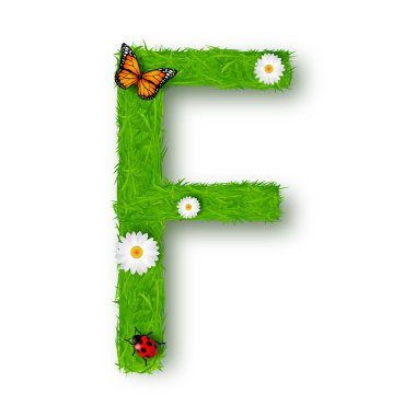 beyaz zemin üzerinde çim harf f