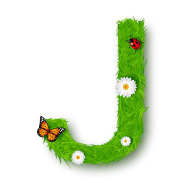 beyaz zemin üzerinde çim harf j