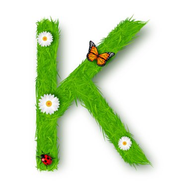 beyaz zemin üzerinde çim harf k