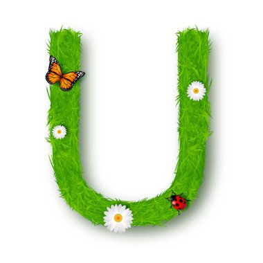 beyaz zemin üzerinde çim harf u