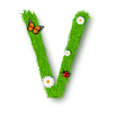 beyaz zemin üzerinde çim harf v