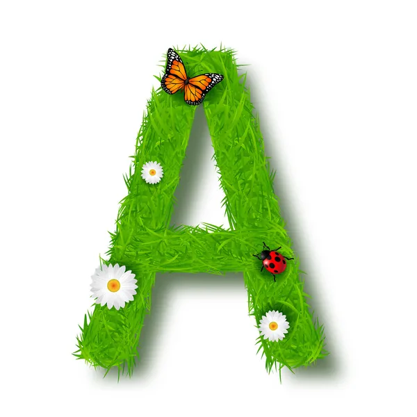 Grass Letter A on white background — Stock Vector