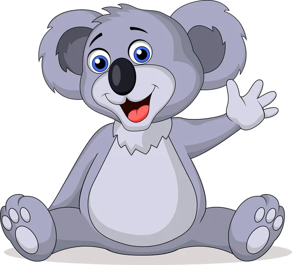 Χαριτωμένο koala κινουμένων σχεδίων, κουνώντας το χέρι — Διανυσματικό Αρχείο