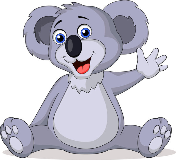 Cute koala cartoon waving hand