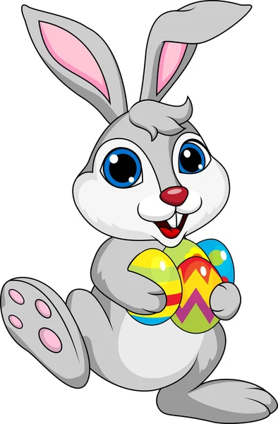 Милий кролик мультфільм з яйцем ефіру — стоковий вектор