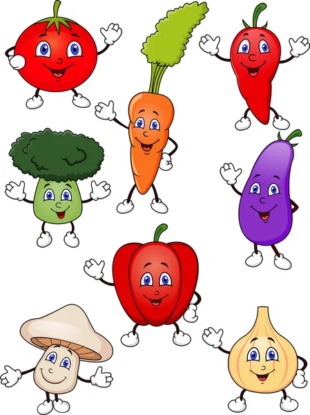 Carino cartone animato collezione di verdure — Vettoriale Stock