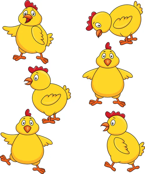 かわいい鶏漫画セット — ストックベクタ