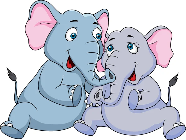 Niedliches Paar Elefanten Karikatur — Stockvektor