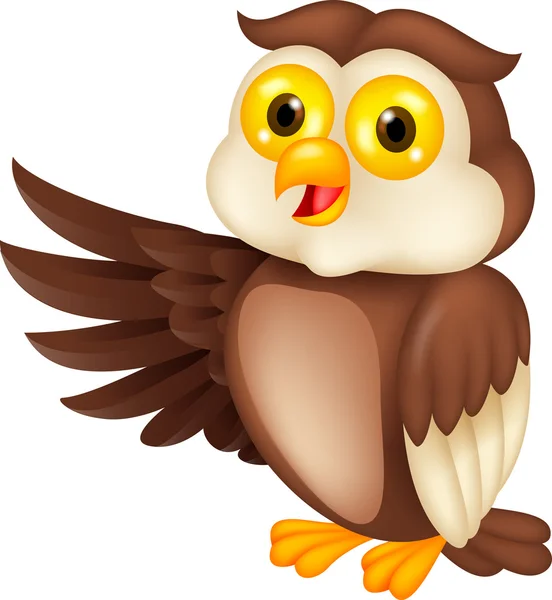 Owl cartoon waving — Stock Vector