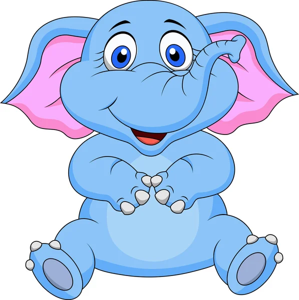 Lindo elefante de dibujos animados sentado — Vector de stock