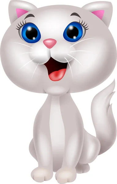Mignon chat blanc assis — Image vectorielle