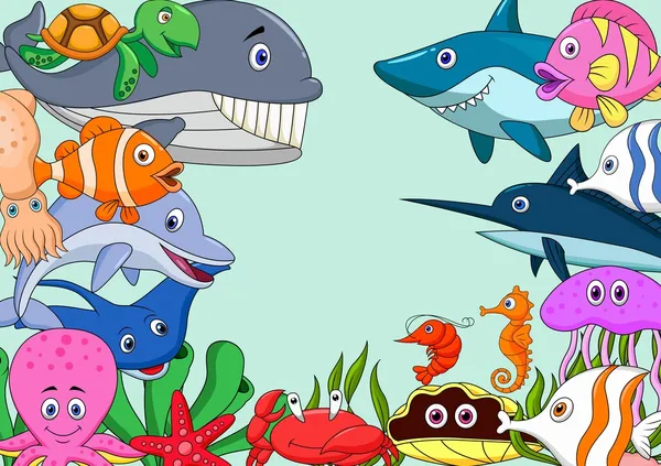 Vida marina fondo de dibujos animados — Archivo Imágenes Vectoriales