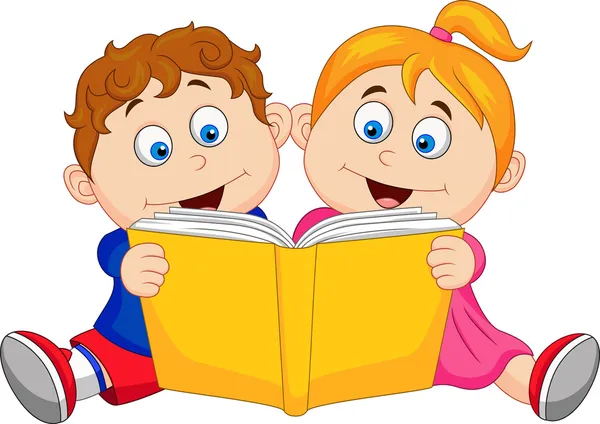 Bambini che leggono un libro — Vettoriale Stock