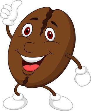 kahve çekirdeği çizgi film karakteri ile başparmak