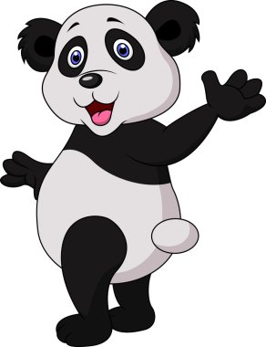 sevimli panda çizgi film el sallayarak