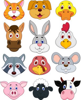 Animal head cartoon collection clipart