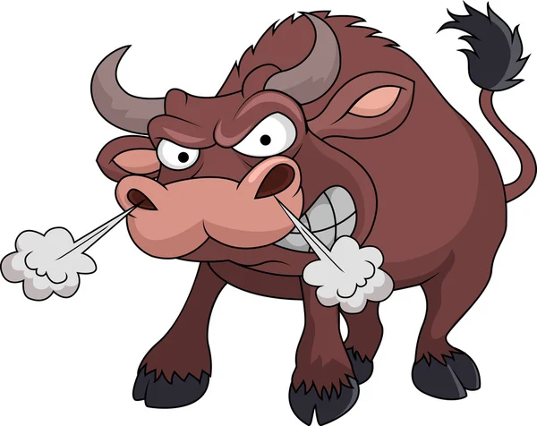 Dühös bika rajzfilm — Stock Vector
