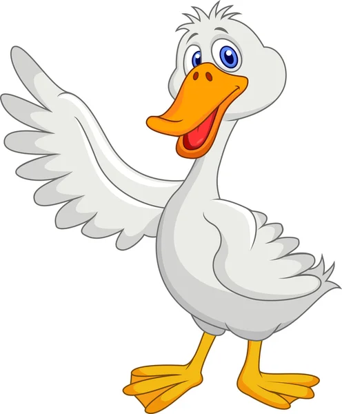 Lindo pato de dibujos animados ondeando — Vector de stock