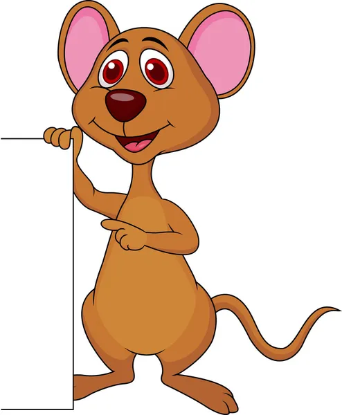 Cute mouse with blank sign — Stock Vector