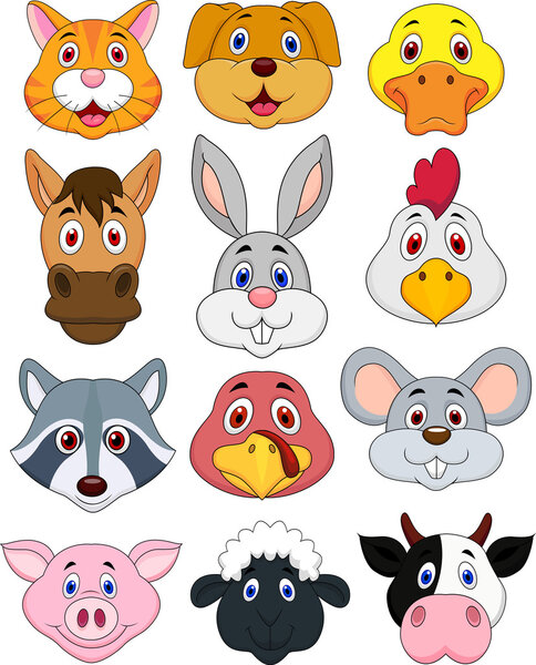 Animal head cartoon collection