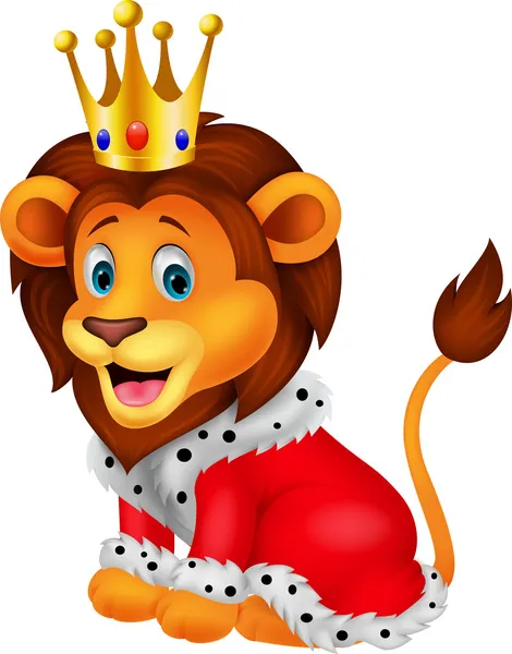 Kreskówka lew w król strój — Wektor stockowy
