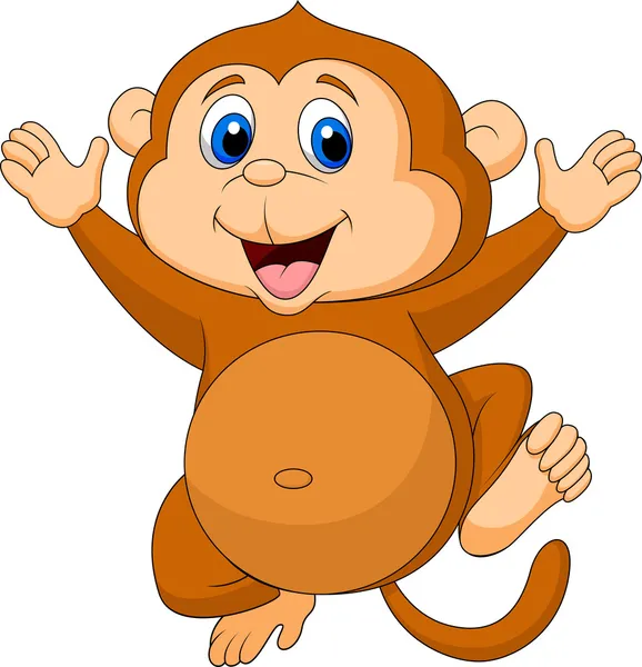 Lindo mono de dibujos animados ondeando — Vector de stock