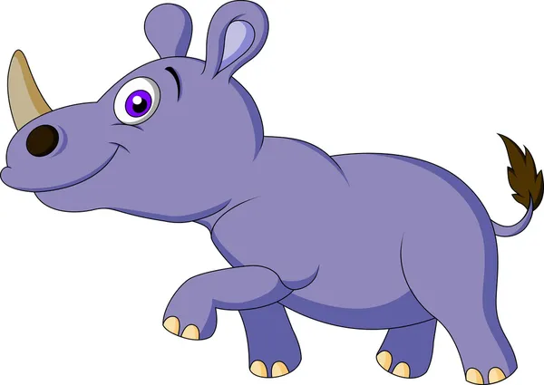 Schattig rhino lopen cartoon — Stockvector