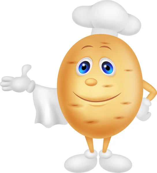 Cute potato chef cartoon character — Stock Vector