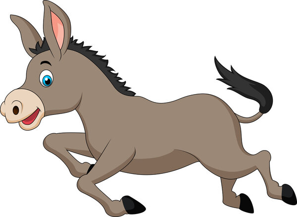Cute donkey running cartoon