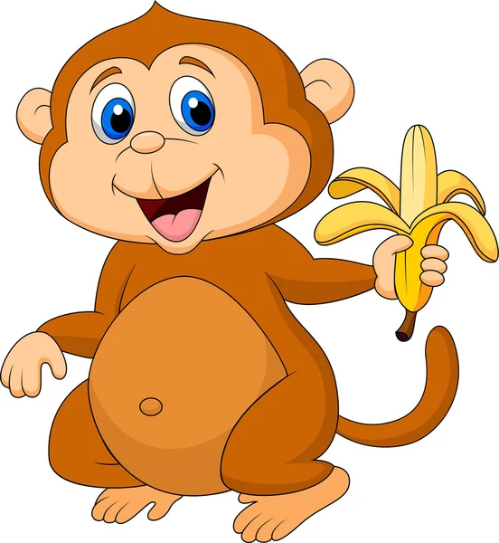 Aranyos majom banánt eszik — Stock Vector