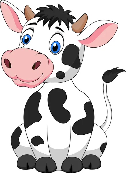 Vaca sorridente sentada — Vetor de Stock
