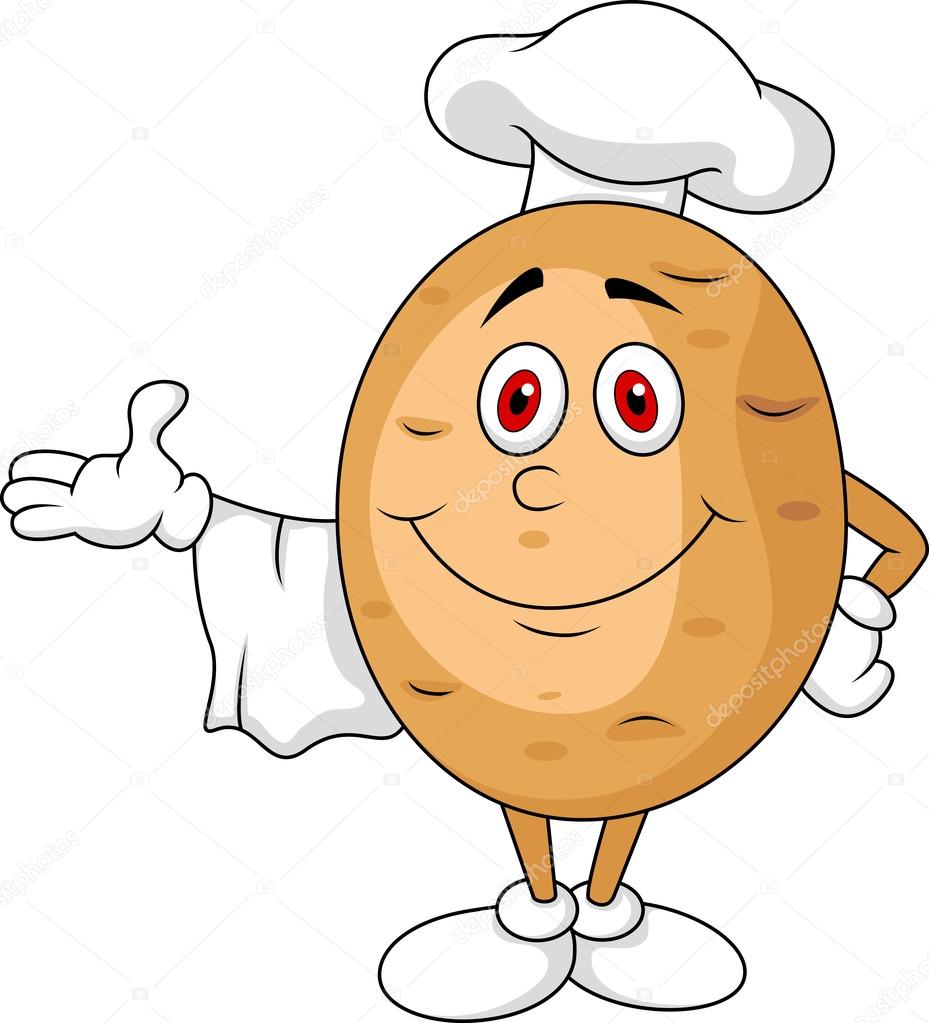 Cute potato chef cartoon character — Stock Vector © tigatelu #23937457