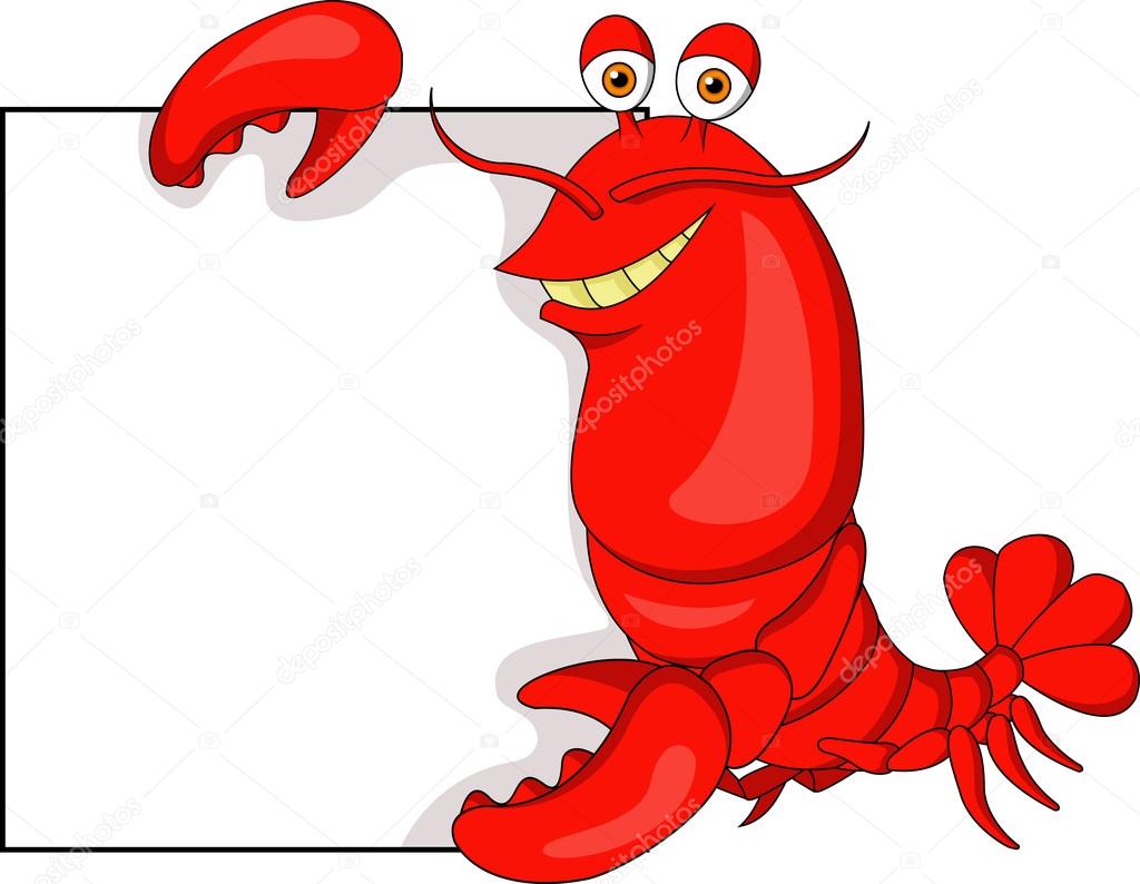 cute Lobster with blank sign