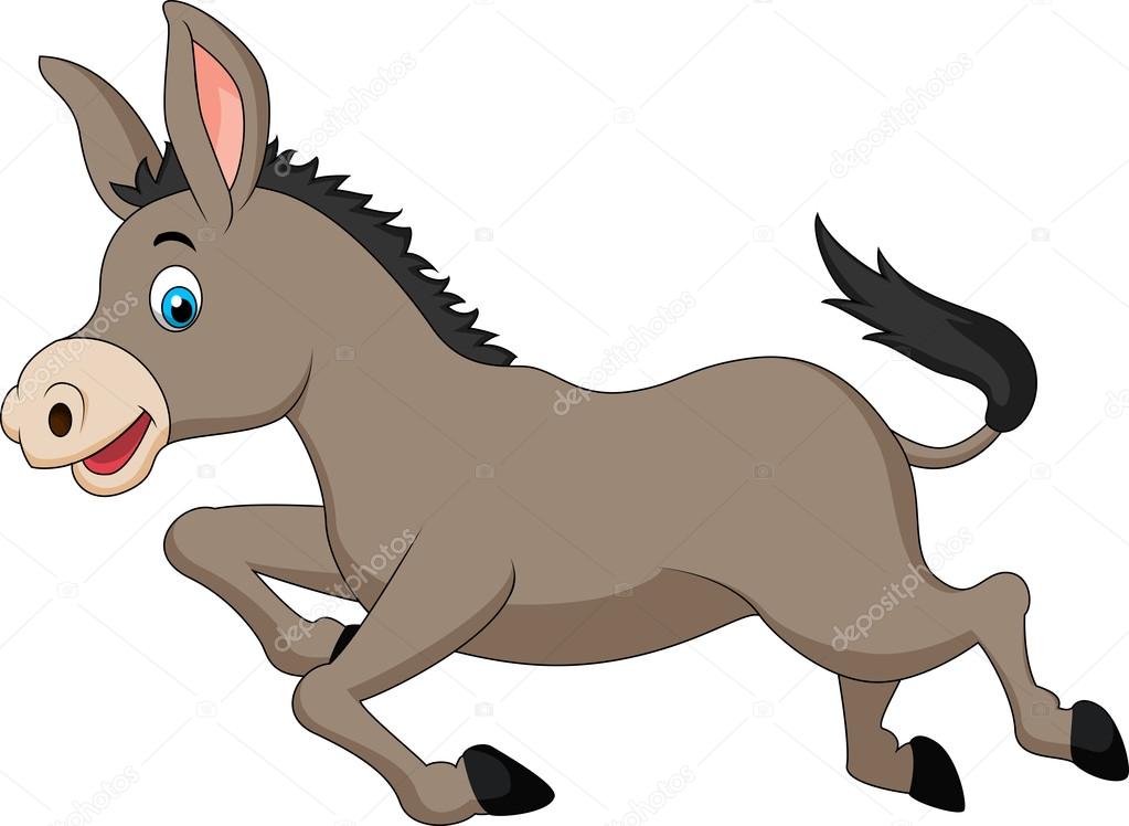 Cute donkey running cartoon
