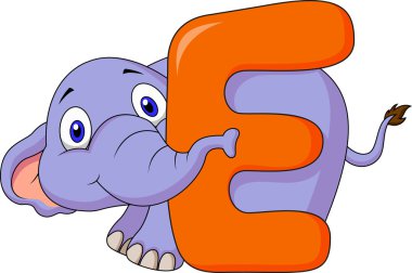 Alphabet E with elephant cartoon