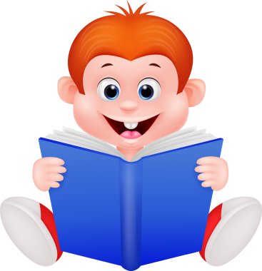 Çizgi filmci çocuk kitap okuyor.