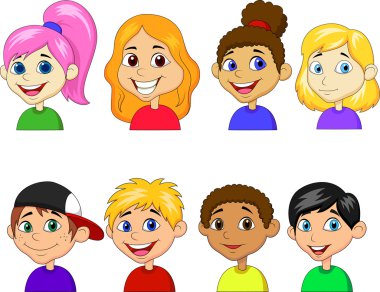 erkek ve kız çizgi film koleksiyonu kümesi