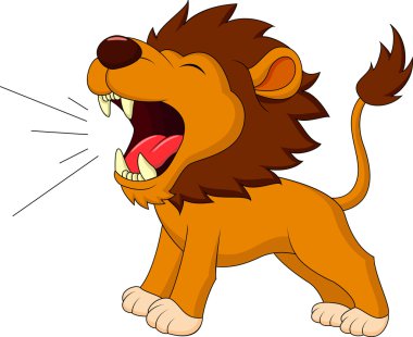 Lion cartoon roaring clipart